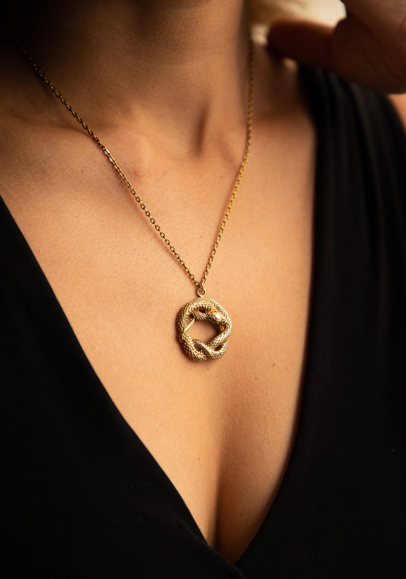 Snake coil necklace + earrings combo