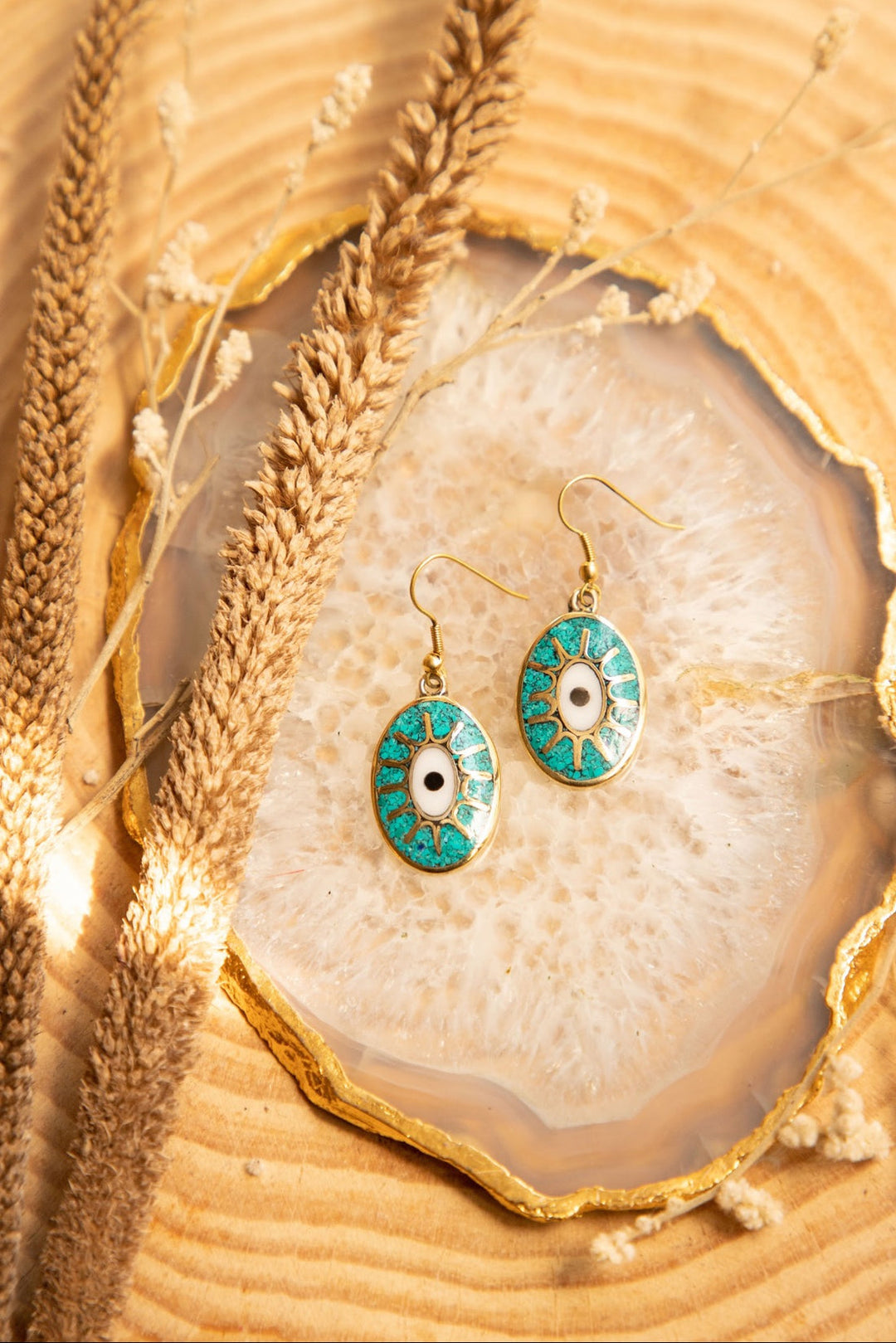 Evil Eye Earrings + Evil Eye Ring Combo of 2 items