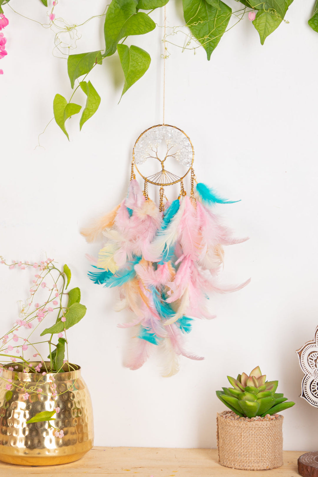 Pastel Tree Of Life + Buddha Tassel Keychain Combo