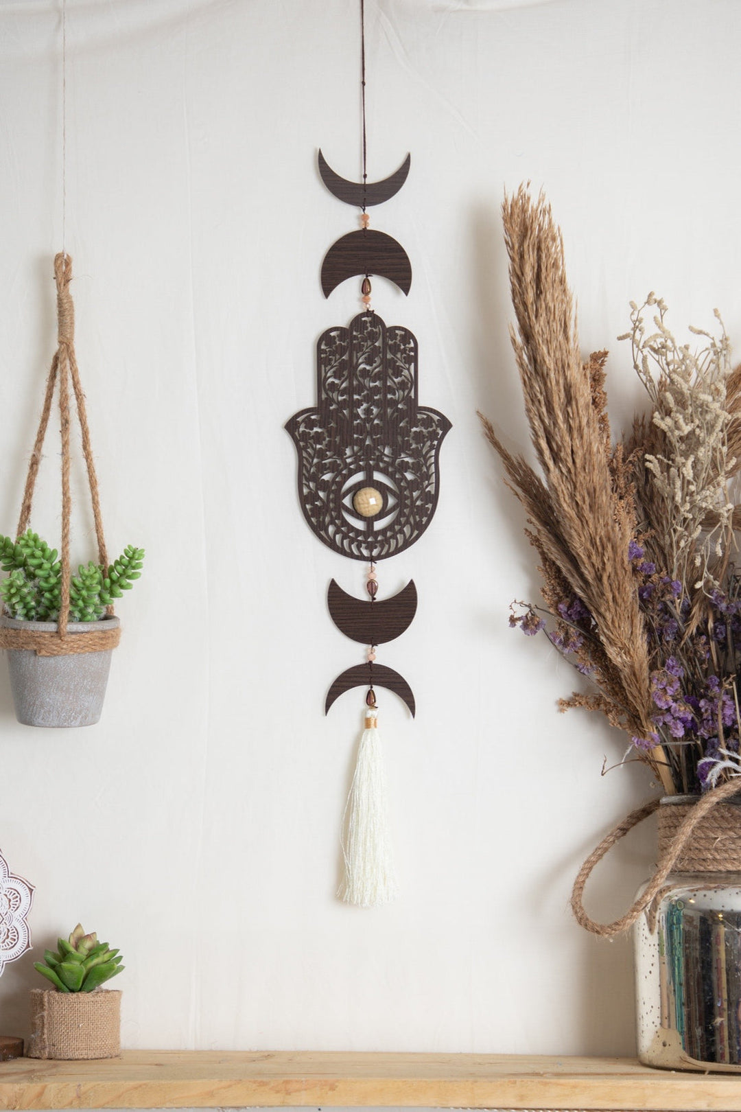 Pearl Bliss Dream Catcher + Hamsa tassel hanging - Combo