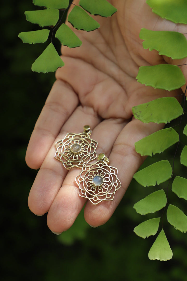 Labradorite Mandala drop earrings