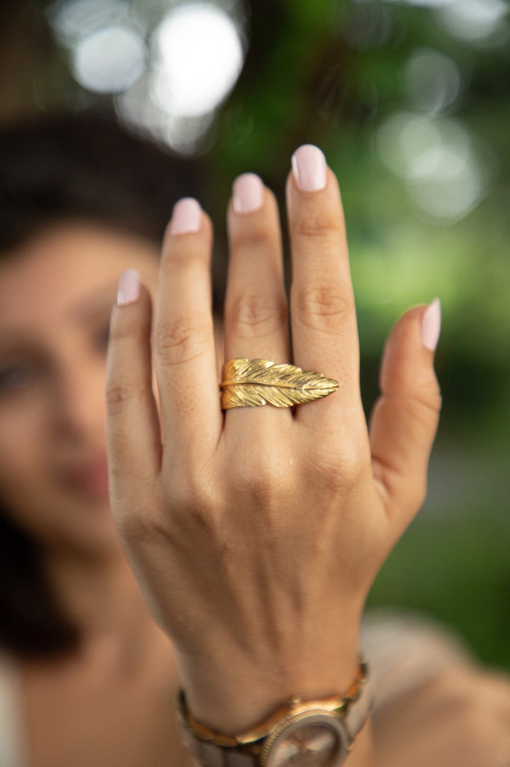 Moonstone Drop Bangle + Feather Wrap Adjustable Ring Combo