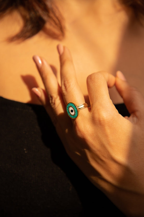 Evil Eye Earrings + Evil Eye Ring Combo of 2 items