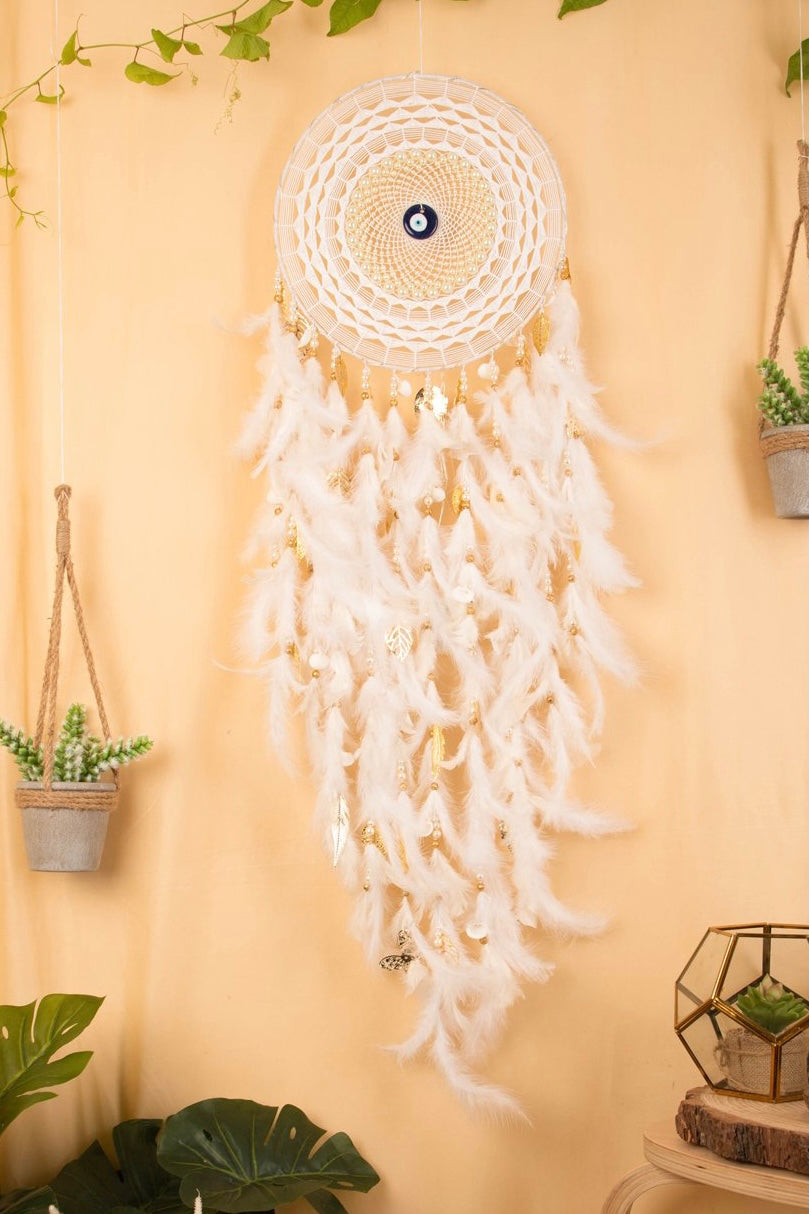 Radiating White Evil Eye Dreamcatcher