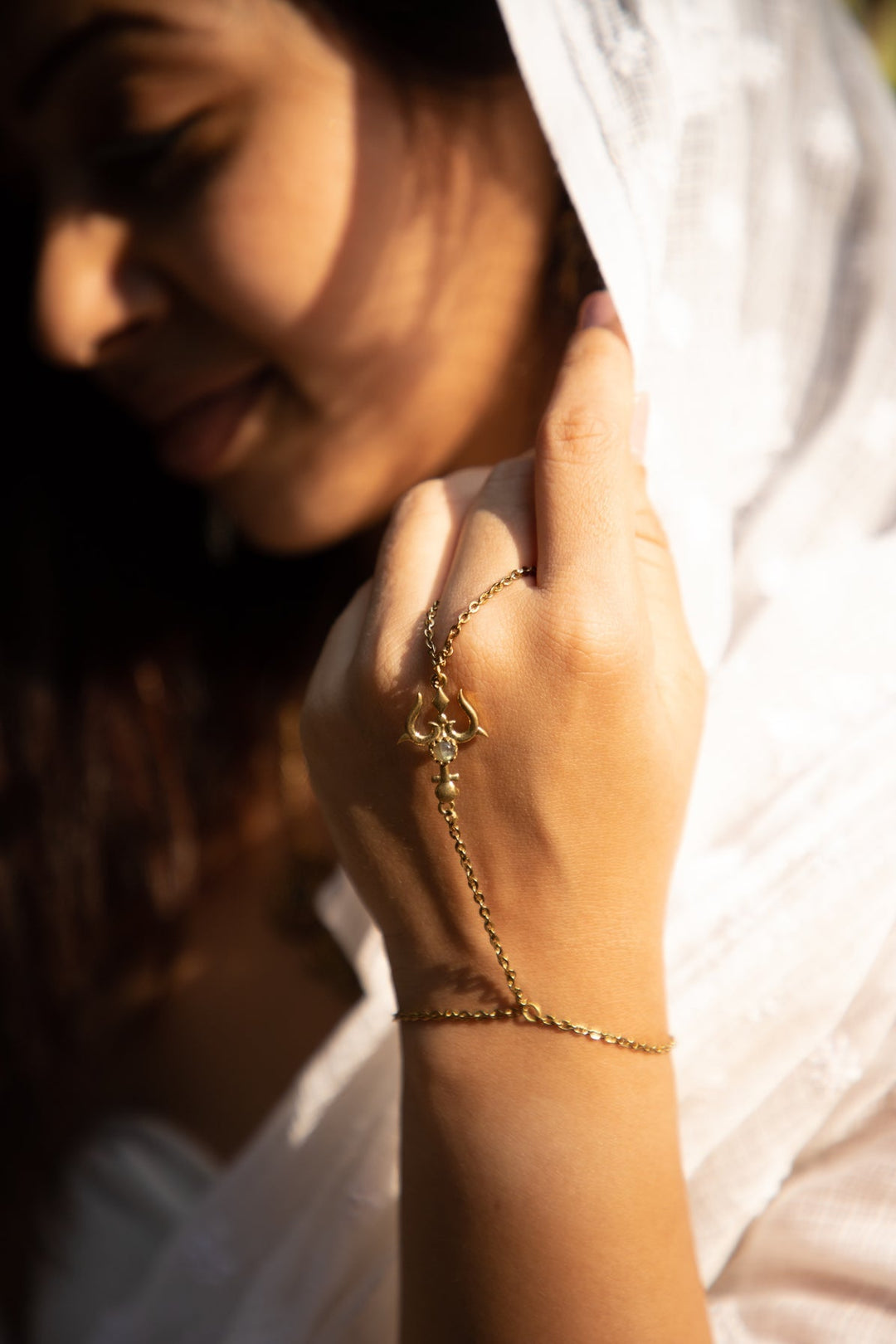 Trishul Labrodite earrings + Trishul connector bracelet Combo