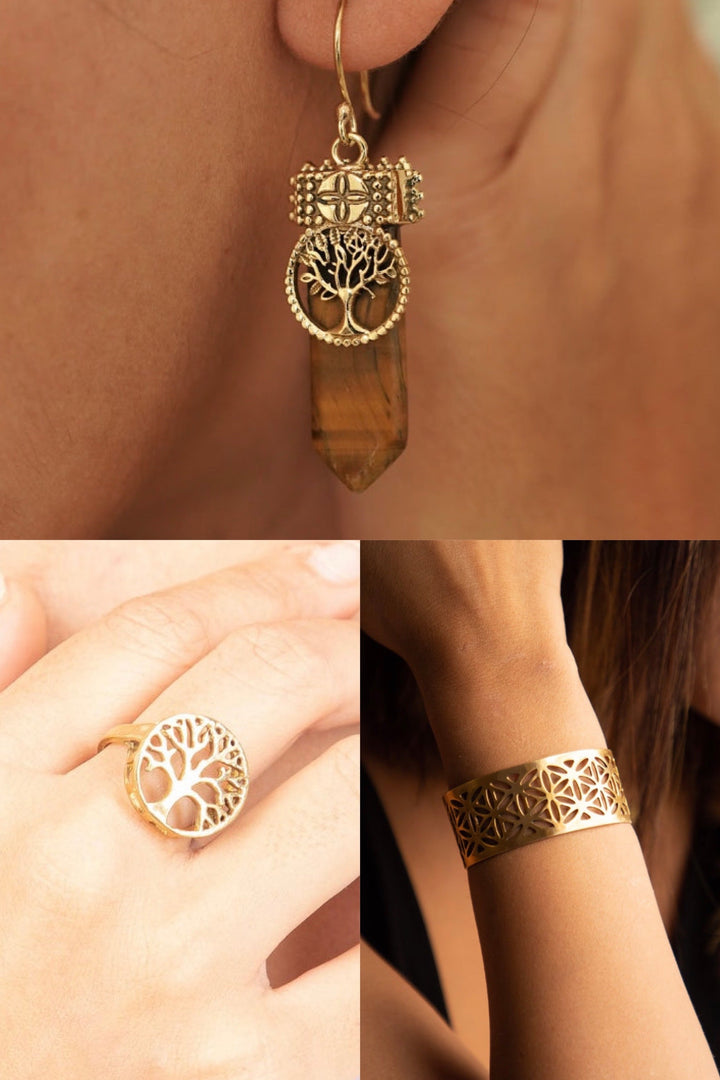 Eye of tiger + tree of life ring + flower of life kadha combo of 3 items