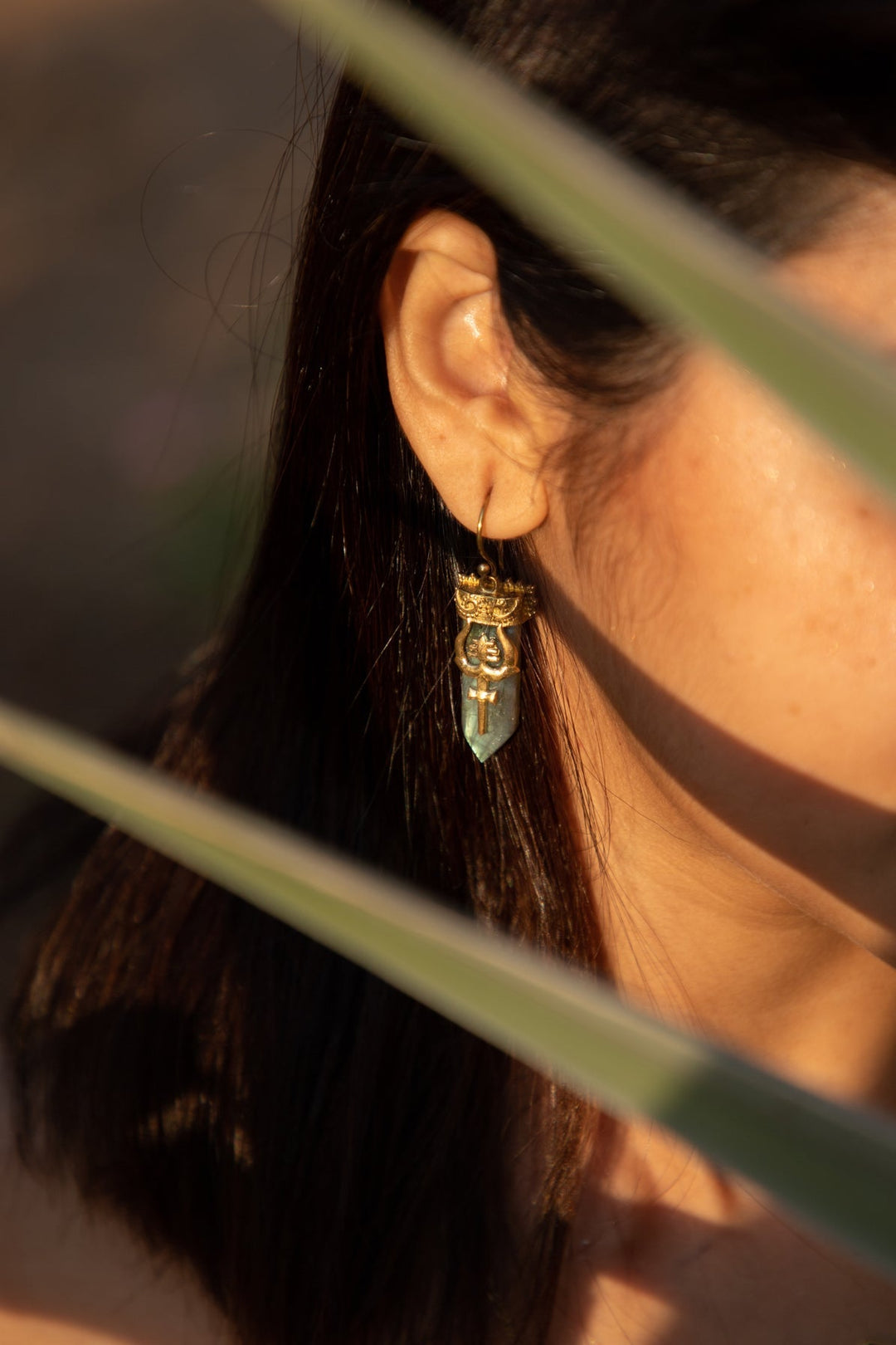 Trishul Labrodite earrings + Trishul connector bracelet Combo