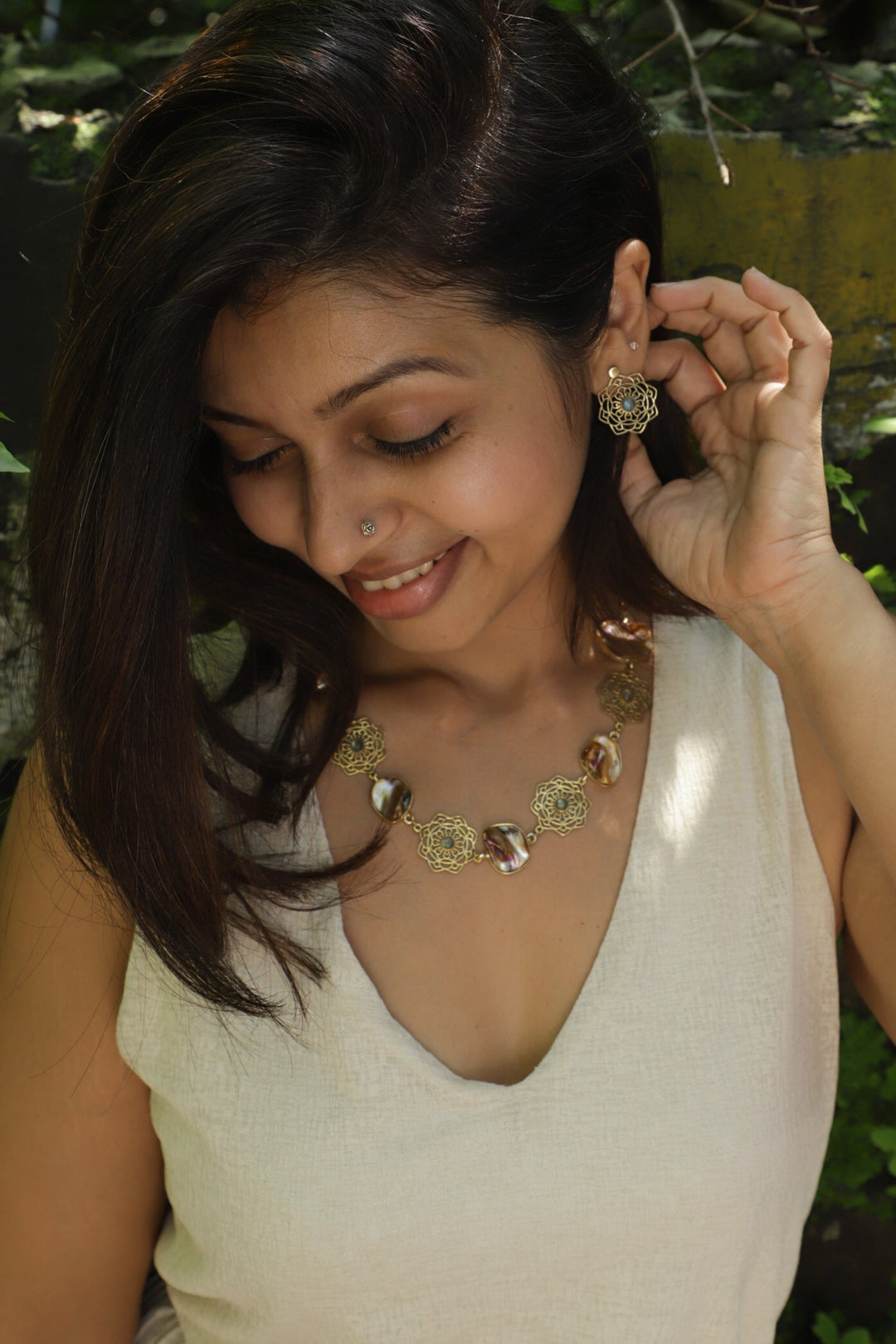 Labradorite Mandala drop earrings