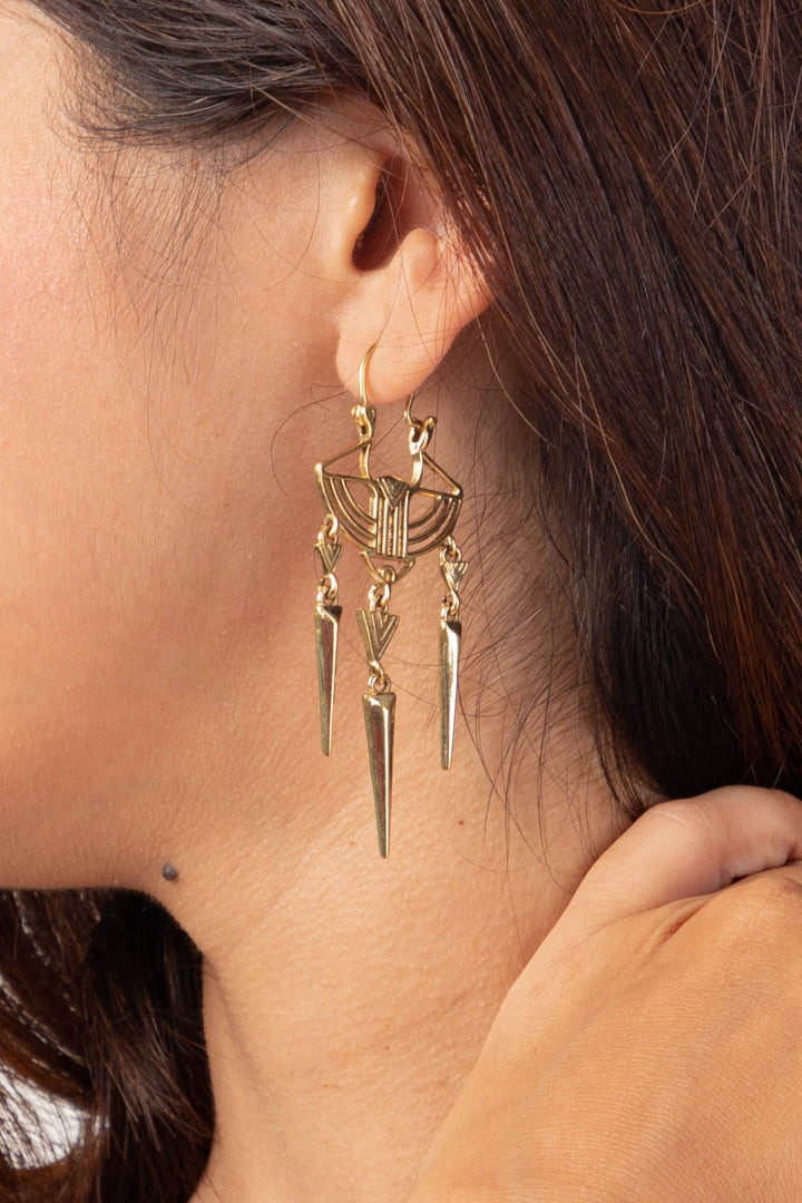 Aztec drop earring