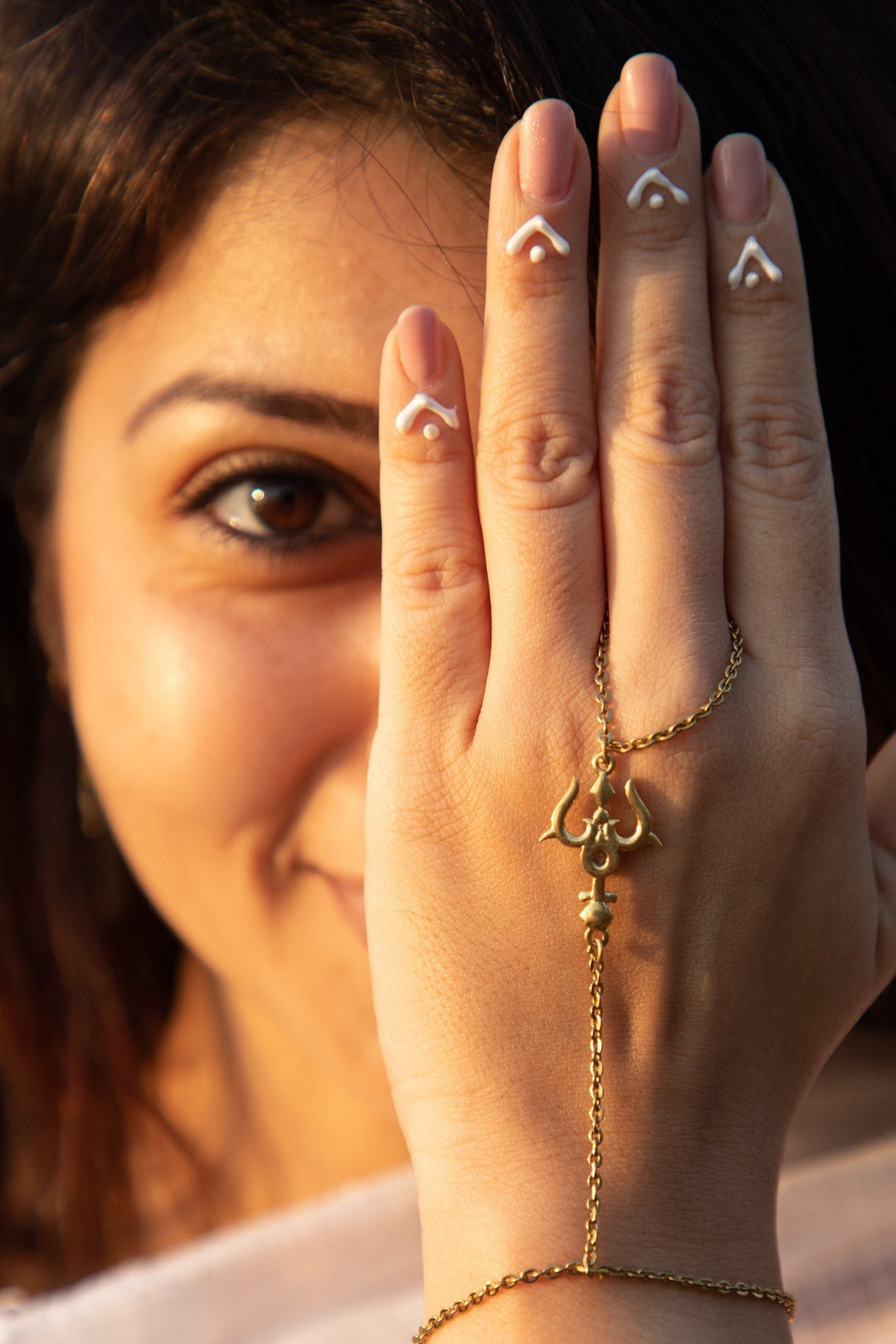 Trishul Labrodite earrings + Trishul connector bracelet Combo of 2 items